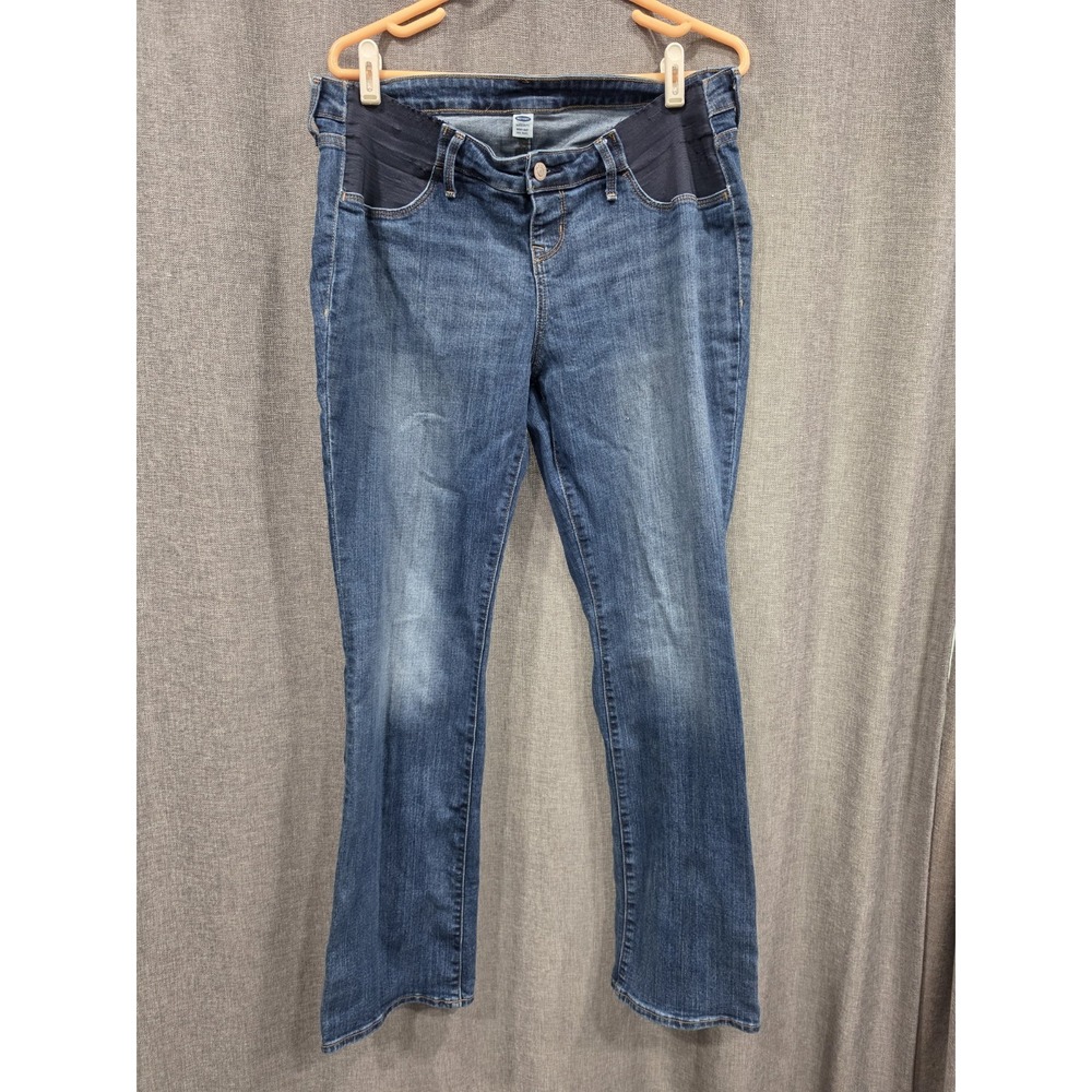 Old Navy Maternity Jeans Size 12 Bootcut Side Panel Stretch Denim Blue